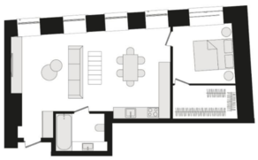 МФК Клубный дом «Эстет», планировка 1-комнатной квартиры, 73.20 м²