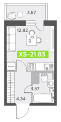 ЖК «Аквилон All in 3.0», планировка студии, 21.82 м²