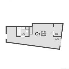 ЖК «Клевер», планировка студии, 33.96 м²