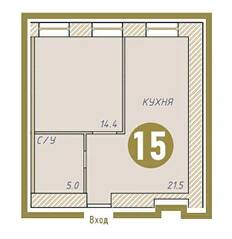 ЖК «Ивана Черных», планировка 2-комнатной квартиры, 40.90 м²