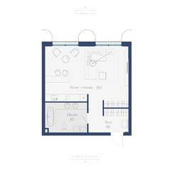 ЖК «Мюр и Мерилиз», планировка 1-комнатной квартиры, 48.87 м²