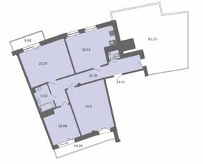 МФК комплекс апартаментов «Лахта Парк», планировка 3-комнатной квартиры, 119.50 м²