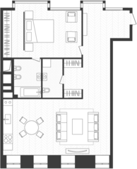 ЖК «Artisan», планировка 2-комнатной квартиры, 90.00 м²