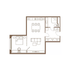 Апарт-комплекс «Yard Residence», планировка 1-комнатной квартиры, 48.00 м²