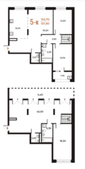 ЖК «Новое Летово», планировка 5-комнатной квартиры, 157.80 м²