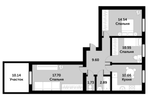 МЖК «Парк Апрель», планировка 3-комнатной квартиры, 67.67 м²