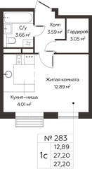 ЖК «МелиСад», планировка студии, 27.20 м²