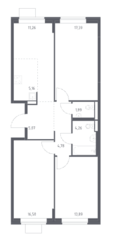 ЖК «Подольские Кварталы», планировка 4-комнатной квартиры, 80.20 м²