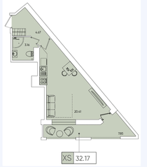 ЖК «FoRest Аквилон», планировка студии, 32.17 м²