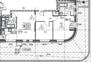 ЖК «Twin House», планировка 3-комнатной квартиры, 90.00 м²