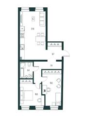 МФК «Project 6/3», планировка 3-комнатной квартиры, 76.50 м²
