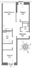 ЖК «Ренессанс», планировка 3-комнатной квартиры, 89.60 м²