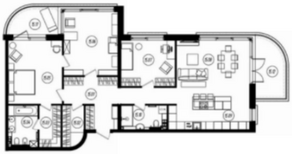 МФК «Gatchina Gardens», планировка 3-комнатной квартиры, 127.42 м²
