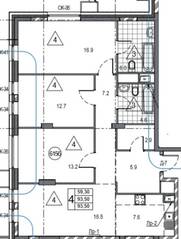 ЖК «Twin House», планировка 4-комнатной квартиры, 95.50 м²