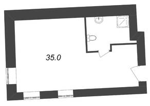 Апарт-комплекс «Майков 4А», планировка студии, 35.00 м²