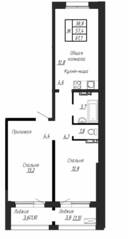 ЖК «Сибирь», планировка 3-комнатной квартиры, 61.10 м²