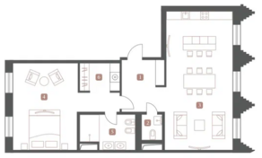 МФК «Большая Дмитровка IX», планировка 2-комнатной квартиры, 88.70 м²