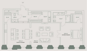Апарт-комплекс «Камергер», планировка 2-комнатной квартиры, 116.20 м²