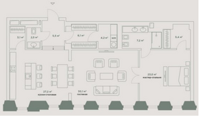 Апарт-комплекс «Камергер», планировка 2-комнатной квартиры, 114.30 м²