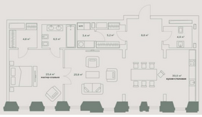Апарт-комплекс «Камергер», планировка 2-комнатной квартиры, 112.60 м²
