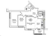 ЖК «AlpenPark», планировка 3-комнатной квартиры, 66.00 м²