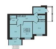 ЖК «AlpenPark», планировка 2-комнатной квартиры, 55.80 м²