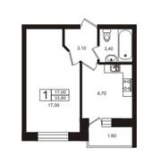 ЖК «Лето», планировка 1-комнатной квартиры, 33.80 м²