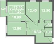 ЖК «Солнечный город» (Ленинградский район), планировка 1-комнатной квартиры, 41.70 м²