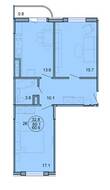 ЖК «Форпост», планировка 2-комнатной квартиры, 60.10 м²