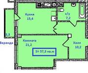 ЖК «Балтийский берег», планировка 1-комнатной квартиры, 57.30 м²