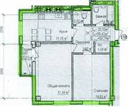 ЖК «Восток», планировка 2-комнатной квартиры, 59.74 м²