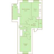 МЖК «Кантри», планировка 2-комнатной квартиры, 59.59 м²