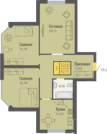 ЖК «Кранц-Парк», планировка 3-комнатной квартиры, 82.55 м²