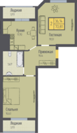 ЖК «Кранц-Парк», планировка 2-комнатной квартиры, 70.81 м²