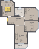 ЖК «Кранц-Парк», планировка 3-комнатной квартиры, 89.43 м²