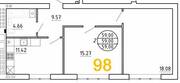 ЖК «Янтарный дом 2», планировка 2-комнатной квартиры, 59.00 м²