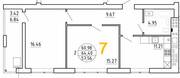 ЖК «Янтарный дом 2», планировка 2-комнатной квартиры, 64.40 м²