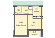 ЖК «Циолковский», планировка 1-комнатной квартиры, 32.33 м²