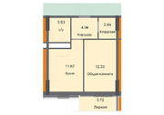 ЖК «Циолковский», планировка 1-комнатной квартиры, 38.23 м²