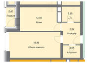 ЖК «Циолковский», планировка 1-комнатной квартиры, 46.92 м²
