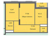 ЖК «Циолковский», планировка 2-комнатной квартиры, 59.88 м²