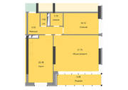 ЖК «Циолковский», планировка 2-комнатной квартиры, 91.43 м²