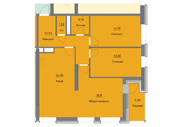 ЖК «Циолковский», планировка 3-комнатной квартиры, 90.13 м²