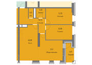 ЖК «Циолковский», планировка 3-комнатной квартиры, 90.04 м²