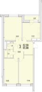ЖК «Солнечная долина», планировка 3-комнатной квартиры, 85.86 м²