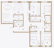 ЖК «Малоохтинский, 68», планировка 4-комнатной квартиры, 147.84 м²