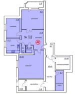 ЖК «Белые росы» (Высоковск), планировка 3-комнатной квартиры, 128.30 м²