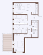 ЖК «Малоохтинский, 68», планировка 3-комнатной квартиры, 83.58 м²
