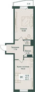 ЖК «Тандем», планировка 1-комнатной квартиры, 50.21 м²