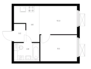 ЖК «Бунинские луга», планировка 2-комнатной квартиры, 32.40 м²